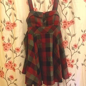 Plaid Button Mini Dress